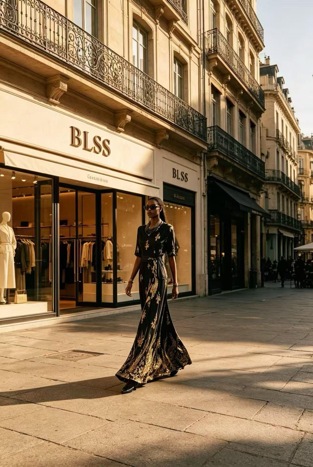 Luxury Black & Gold Baroque Floral Maxi Dress - Elegant Wrap-Front Tie Evening Gown D63249