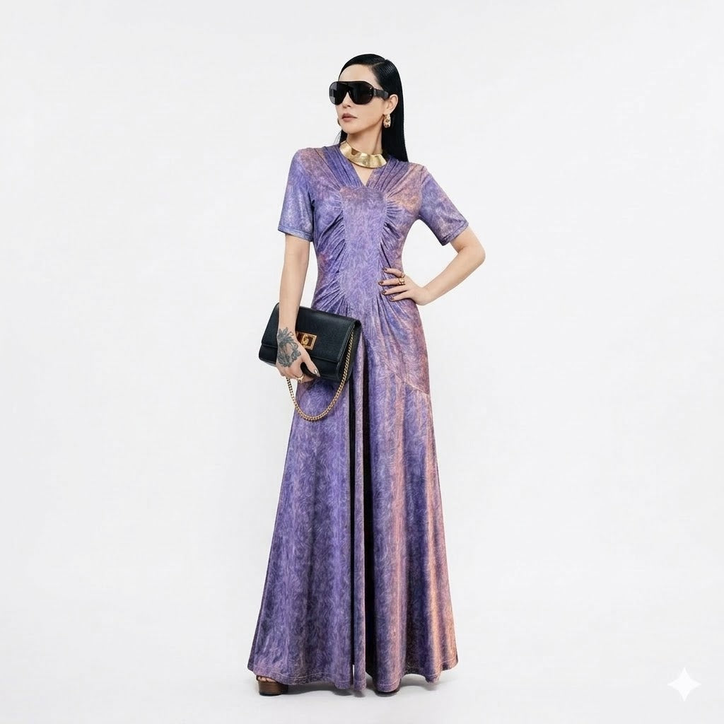 Violet Goddess Long Dress - A perfect blend of retro elegance and modern fashion